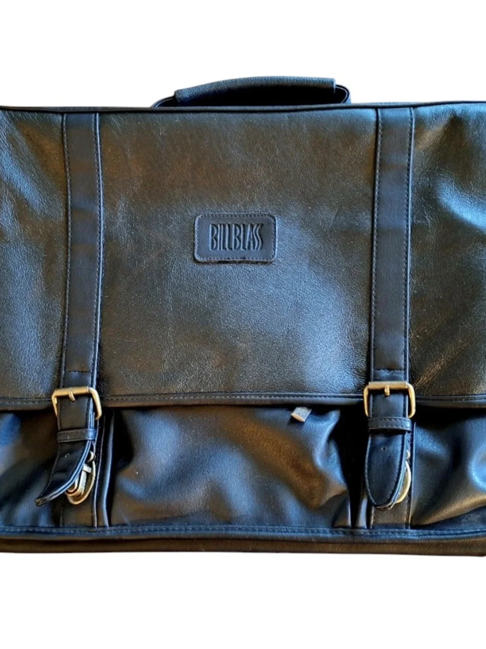 bill blass Black Leather Briefcase Messenger Bag